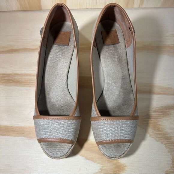 TORY BURCH Majorca Canvas Peep Toe Espadrille Sandals Women’s Size 9 - Picture 5 of 8